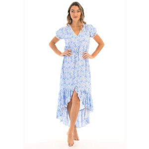 Women's Walker & Wade Blue White Floral High Low Dress S